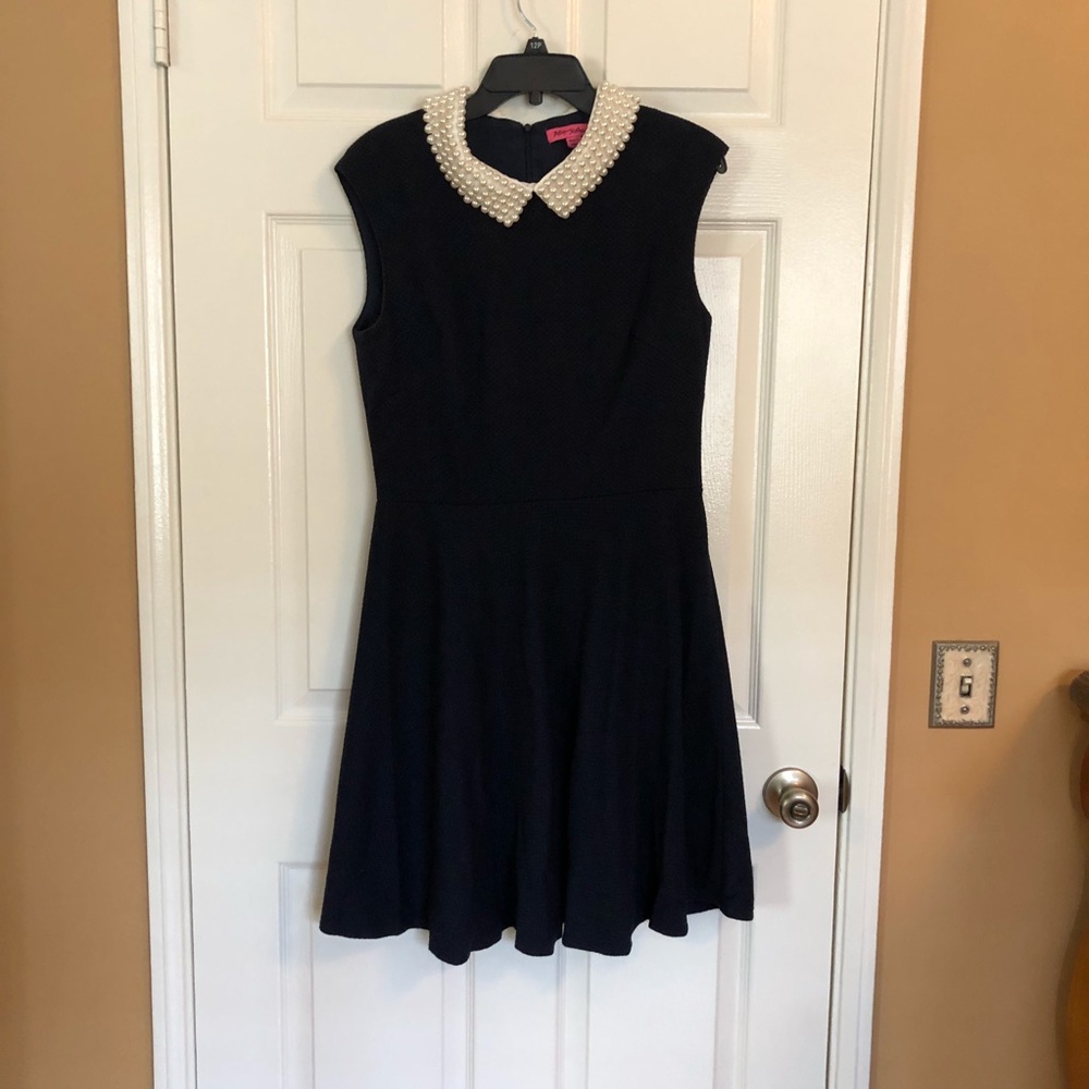 BETSEY JOHNSON NAVY BLUE PEARL DRESS